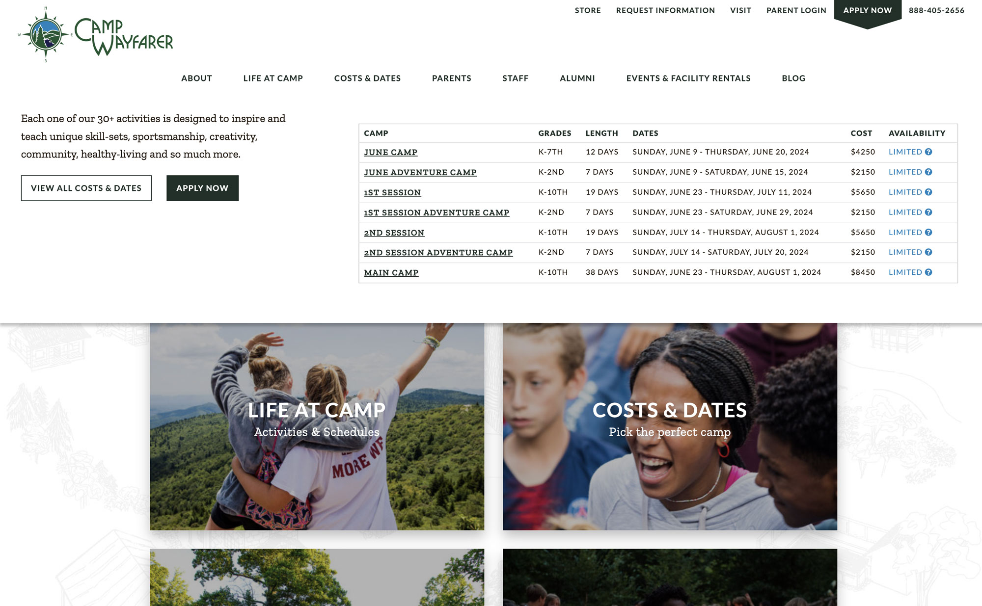 wordpress websites for summer camps