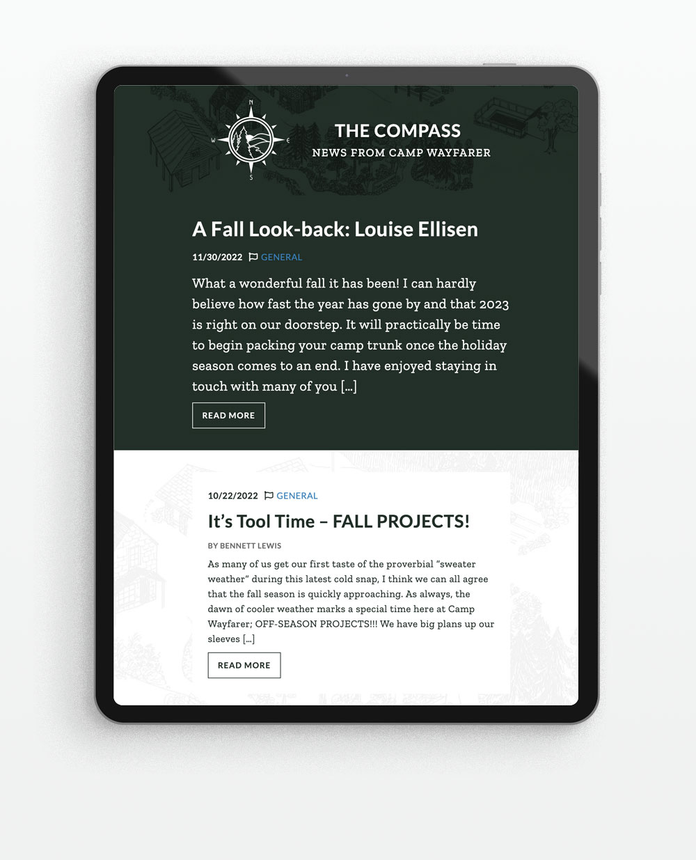 summer camp website design