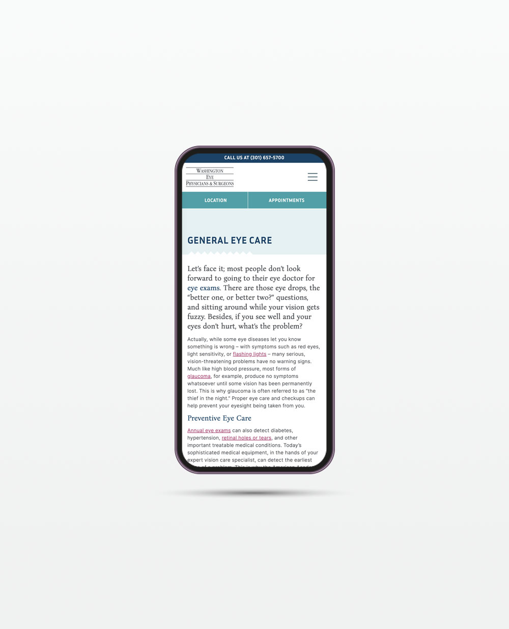 responsive mobile website for eye doctors